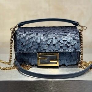 Authentic Fendi Mini Baguette. Blue denim effect sequins!